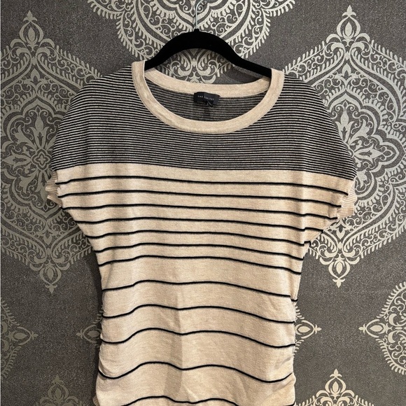 The Limited Tops - The Limited Black and Cream Striped Short Sleeve Top